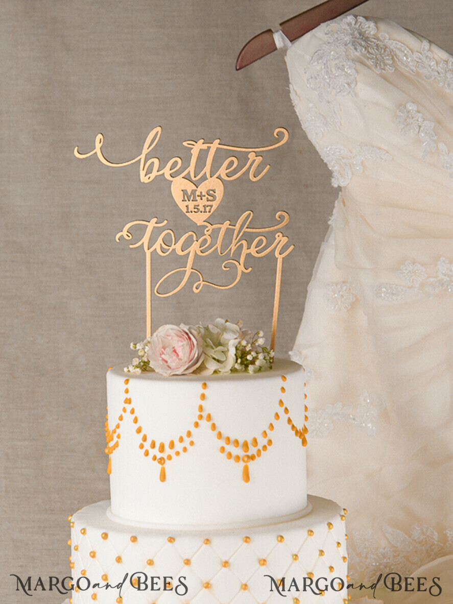 CAKE TOPPER gold wedding cake topper, elegant cake topper