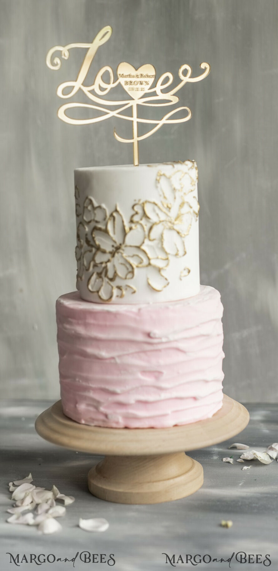 CAKE TOPPER gold wedding cake topper, golden cake topper