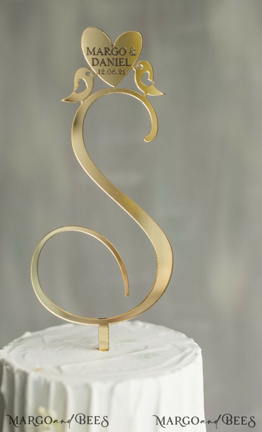 CAKE TOPPER gold wedding cake topper, gold cake topper