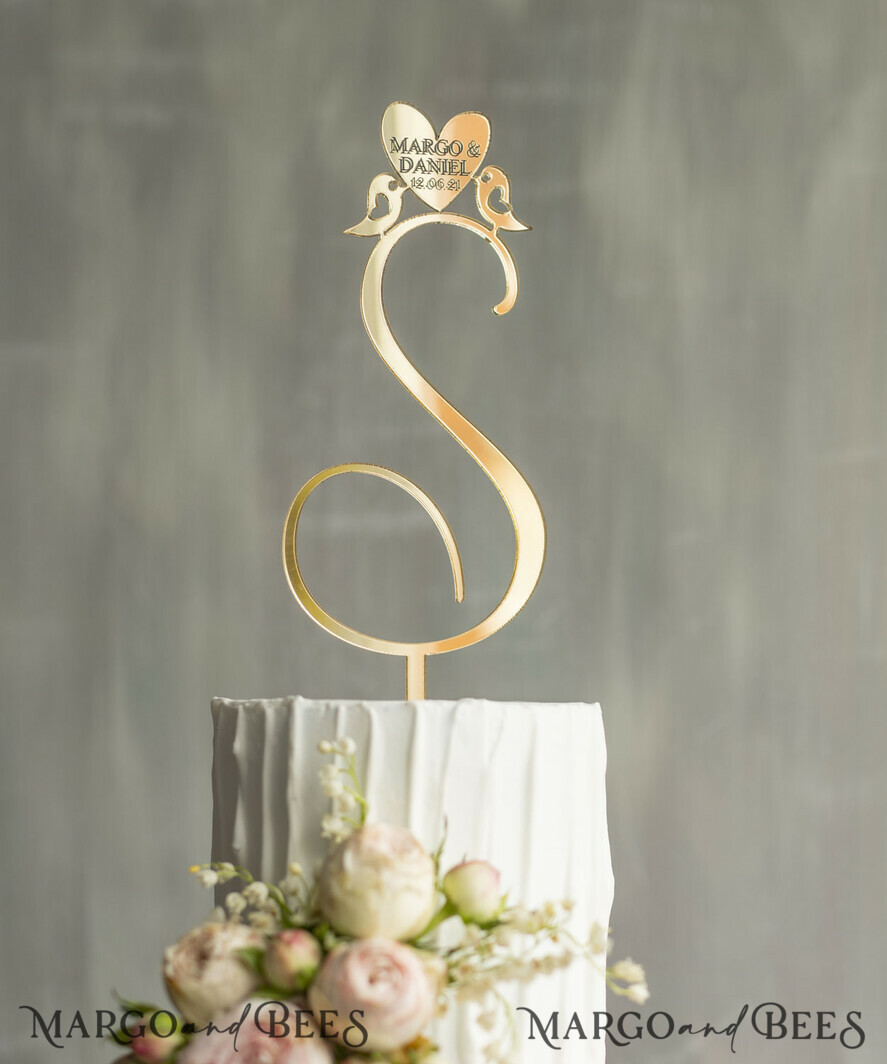 CAKE TOPPER gold wedding cake topper, gold cake topper