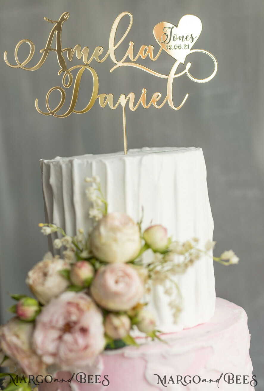 CAKE TOPPER gold topper, golden cake topper
