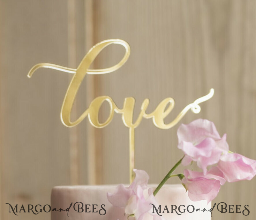 CAKE TOPPER gold cake topper, elegant cake topper