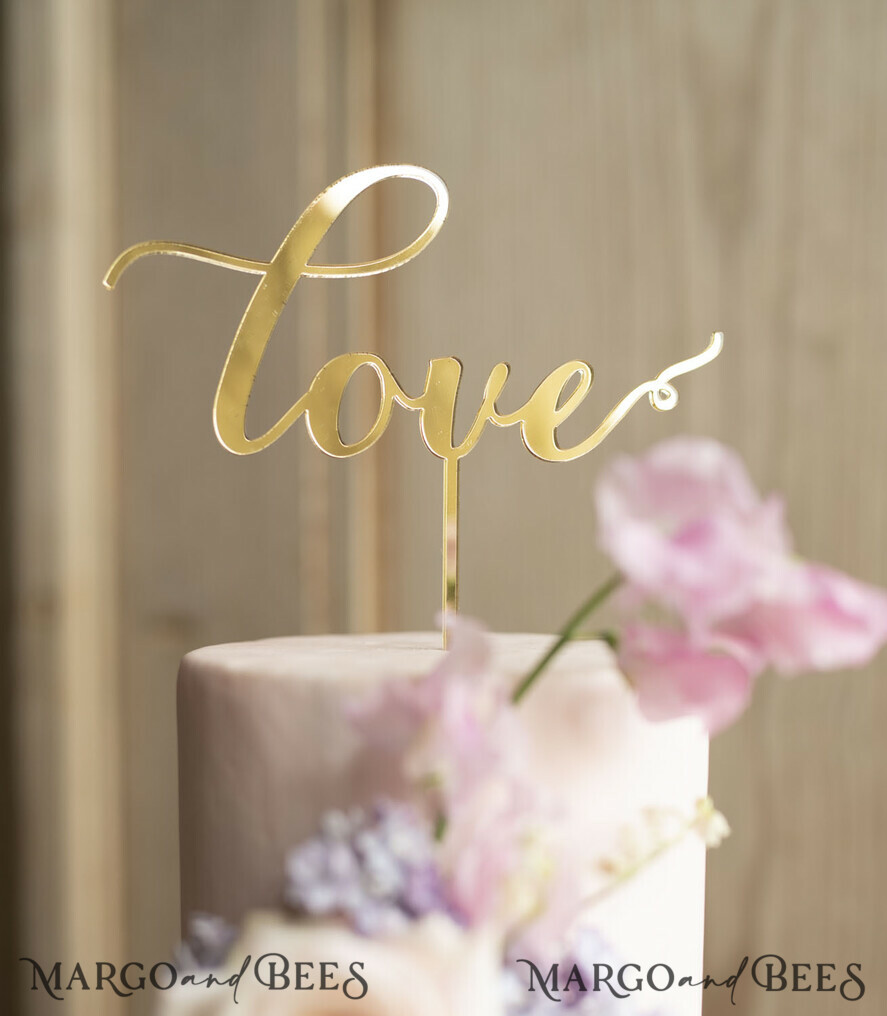 CAKE TOPPER gold cake topper, elegant cake topper