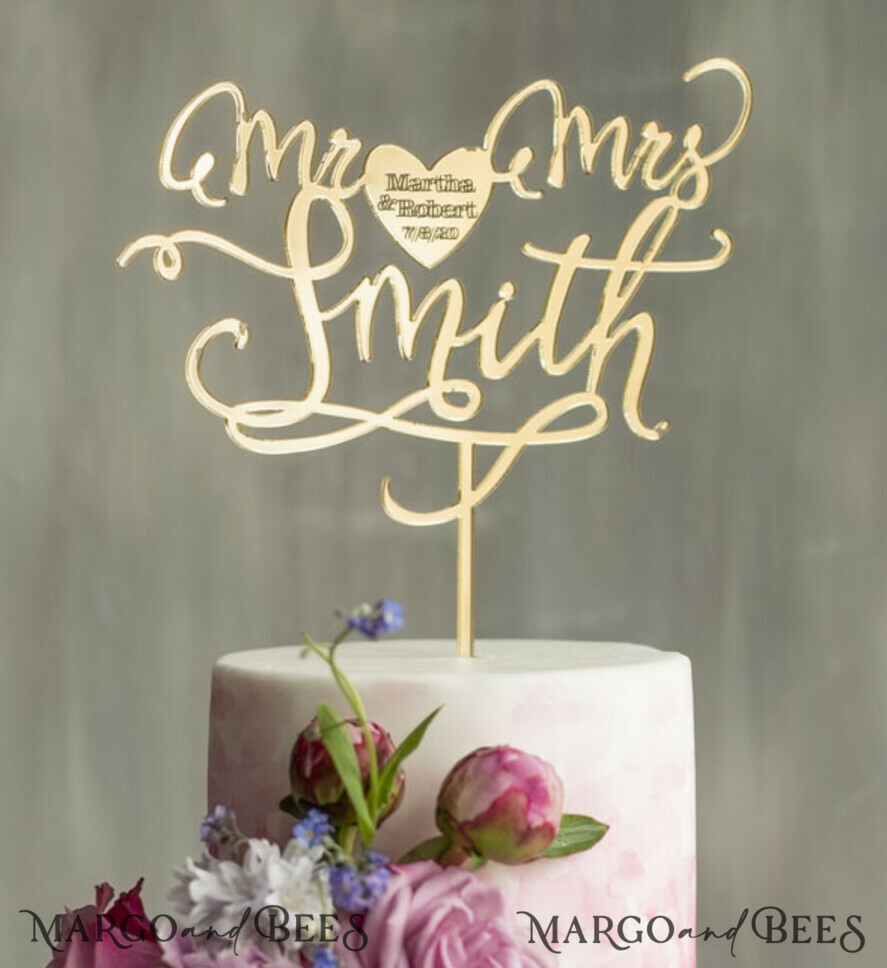 CAKE TOPPER gold wedding cake topper, gold cake topper