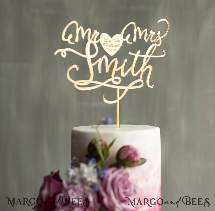 CAKE TOPPER gold wedding cake topper, gold cake topper