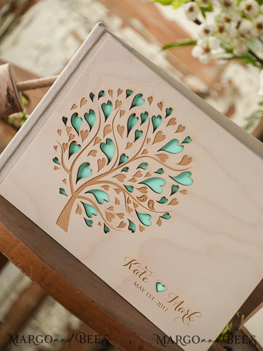 WEDDING GUEST BOOKS Rustic Wooden Engraved PhotoAlbum Custom Wedding Guestbook, Boho Instant Photo Book Wooden Instax Wedding Photo Guestbook