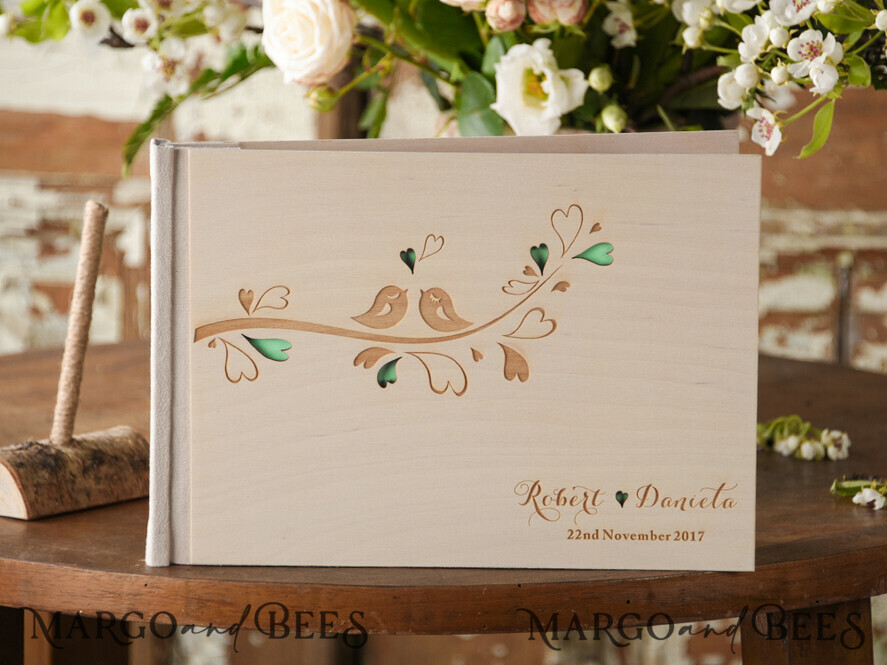 WEDDING GUEST BOOKS Rustic Wooden Engraved PhotoAlbum Custom Wedding Guestbook, Rustic Instant Photo Book Wood Wedding Photo Guestbook