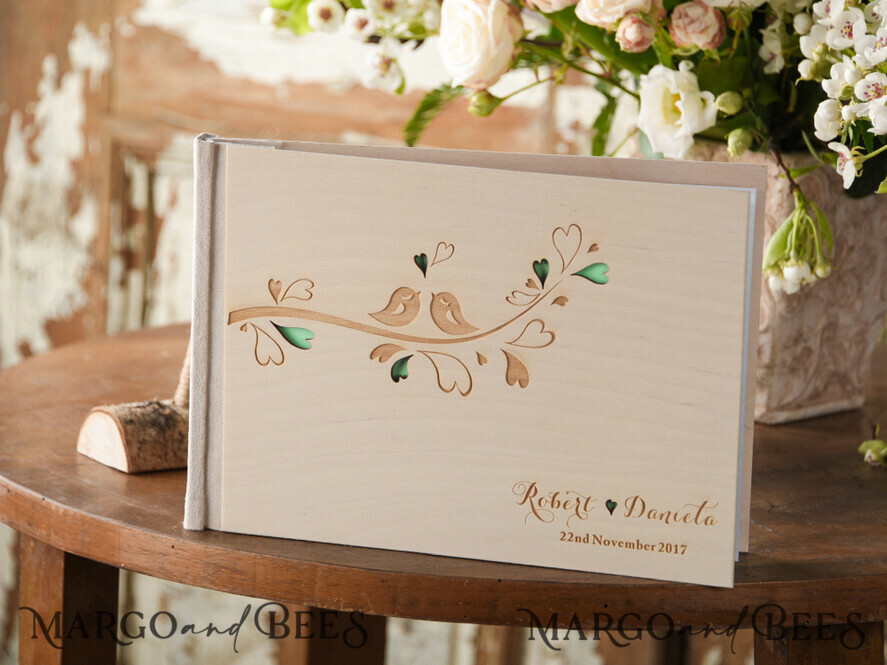 WEDDING GUEST BOOKS Rustic Wooden Engraved PhotoAlbum Custom Wedding Guestbook, Rustic Instant Photo Book Wood Wedding Photo Guestbook