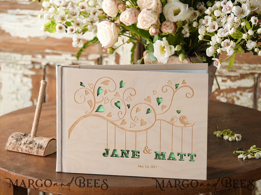 WEDDING GUEST BOOKS Rustic Wooden Engraved PhotoAlbum Presonalised Wedding Guest Book, Boho Instax Wedding Book Wooden Instax Photo Booth Album