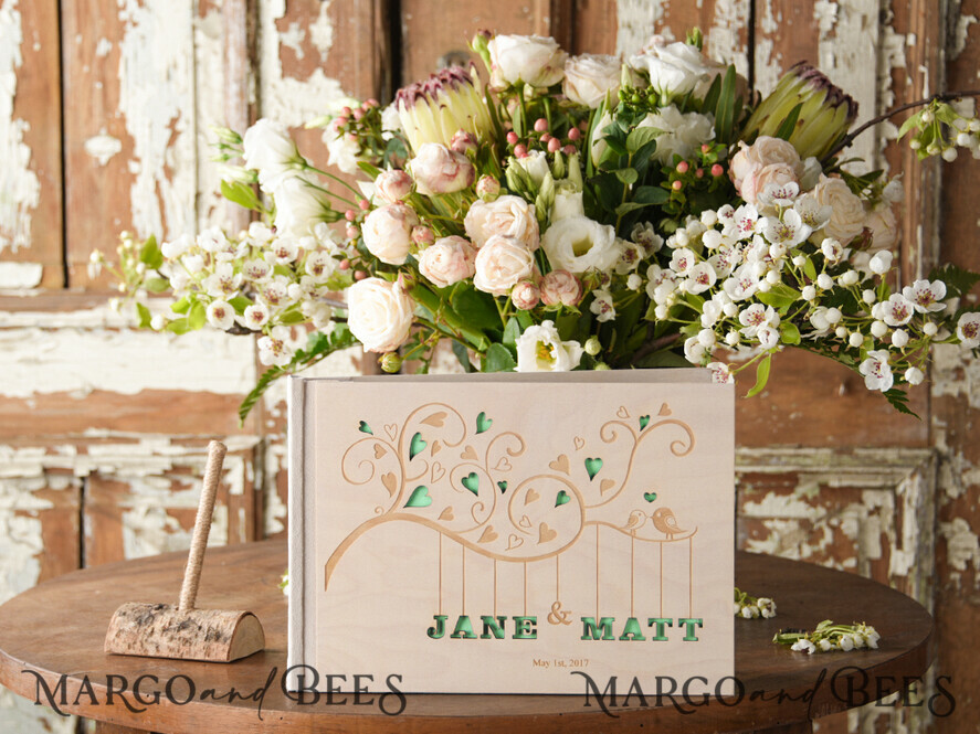 WEDDING GUEST BOOKS Rustic Wooden Engraved PhotoAlbum Presonalised Wedding Guest Book, Boho Instax Wedding Book Wooden Instax Photo Booth Album