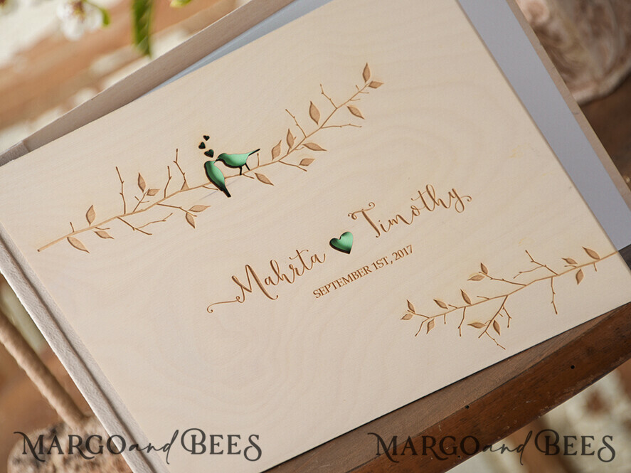 WEDDING GUEST BOOKS Rustic Wooden Engraved PhotoAlbum Rerto wedding guestbook, Wood Wedding Album Boho Photo Booth Book