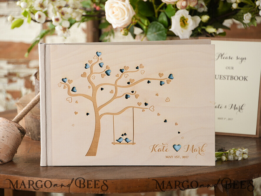 WEDDING GUEST BOOKS Rustic Wooden Engraved PhotoAlbum Presonalised Wedding Guest Book, Boho Instax Wedding Book Wooden Instax Photo Booth Album