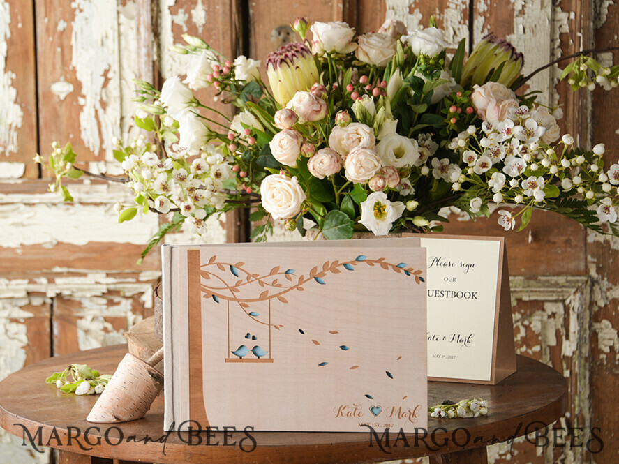 WEDDING GUEST BOOKS Rustic Wooden Engraved PhotoAlbum Rerto wedding guestbook, Boho Instax Wedding Book Wooden Instax Photo Booth Album