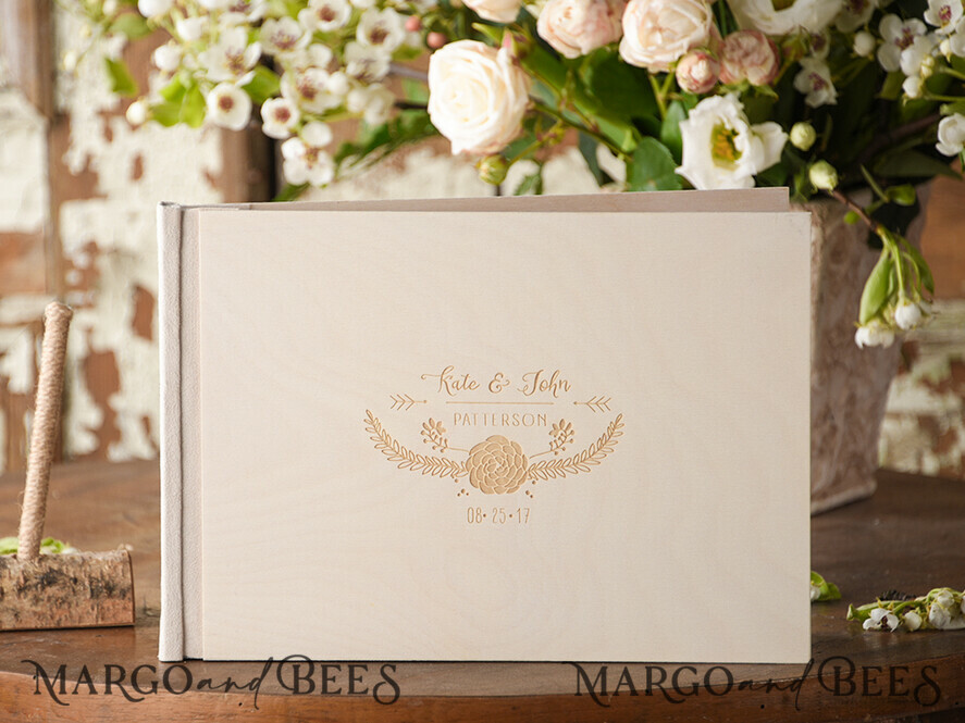 WEDDING GUEST BOOKS Rustic Wooden Engraved PhotoAlbum Wedding guestbook for polaroids, Wood Wedding Album Boho Photo Booth Book