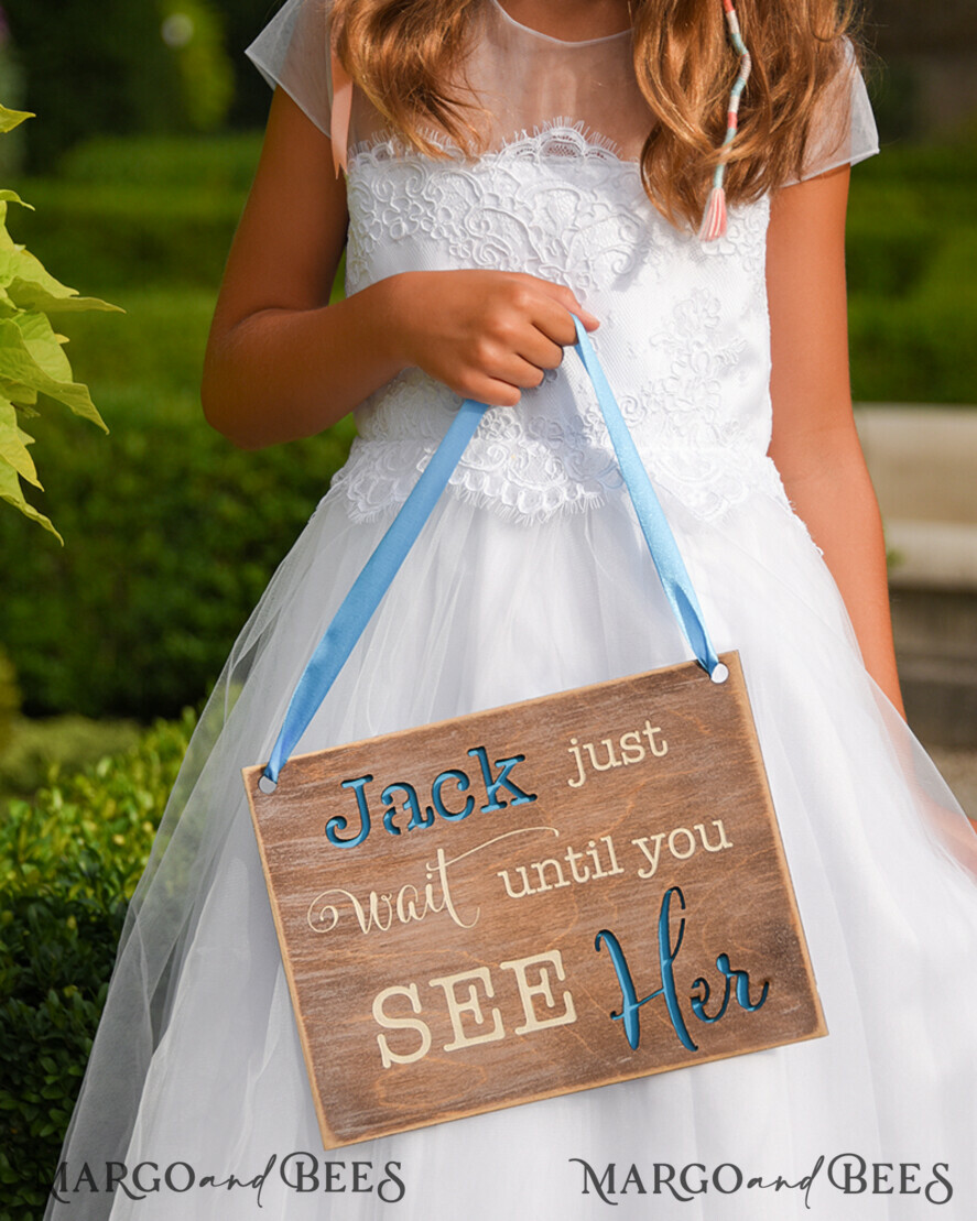 FLOWER GIRL / Page Boy SIGNS rustic Personalised wood wedding sign, Wooden Page boy sign, Wood Engraved flower girl sign, flower girl wedding day sign, rustic wedding decor for flower girl, daddy here comes mummy, here comes the bride