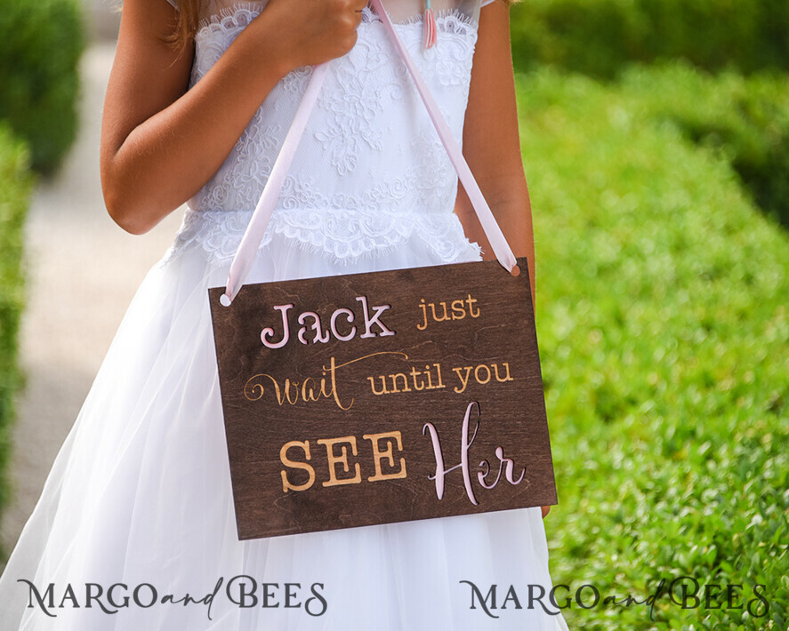 FLOWER GIRL / Page Boy SIGNS rustic Personalised wood wedding sign, Wooden Page boy sign, Wood Engraved flower girl sign, flower girl wedding day sign, rustic wedding decor for flower girl, daddy here comes mummy, here comes the bride
