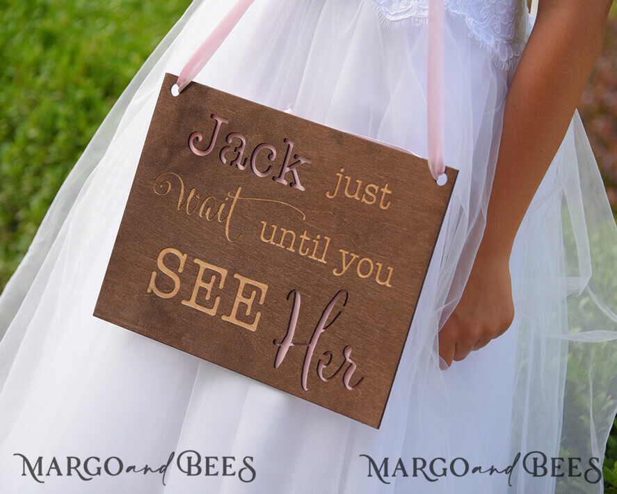 FLOWER GIRL / Page Boy SIGNS rustic Personalised wood wedding sign, Wooden Page boy sign, Wood Engraved flower girl sign, flower girl wedding day sign, rustic wedding decor for flower girl, daddy here comes mummy, here comes the bride