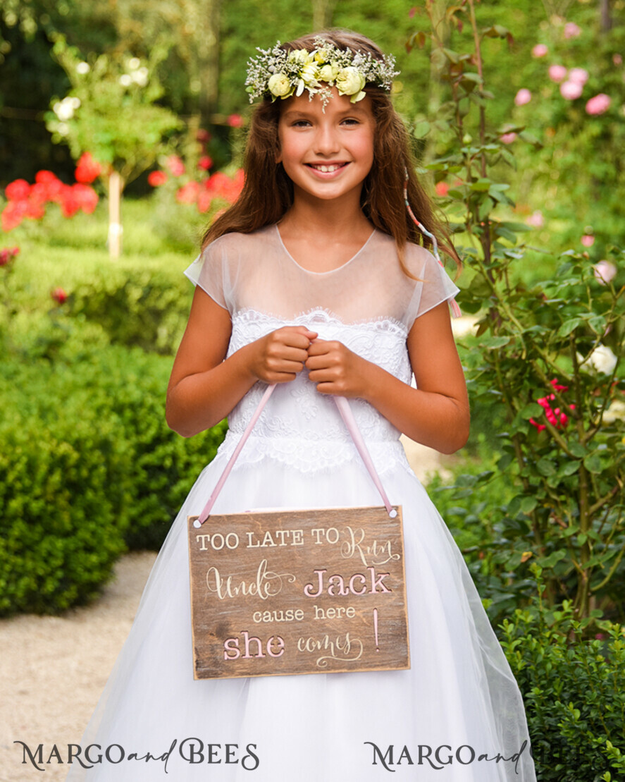FLOWER GIRL / Page Boy SIGNS rustic Personalised wood wedding sign, Wooden Page boy sign, Wood Engraved flower girl sign, flower girl wedding day sign, rustic wedding decor for flower girl, daddy here comes mummy, here comes the bride