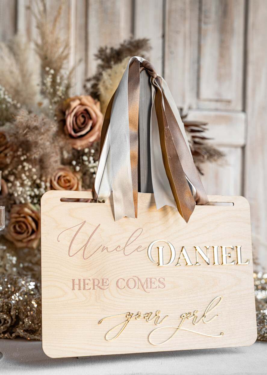 FLOWER GIRL / Page Boy SIGNS rustic Personalised rustic and gold wood wedding sign, Wooden Page boy sign, Wood boho flower girl sign, flower girl wedding day sign, rustic wedding decor for flower girl, here comes the bride