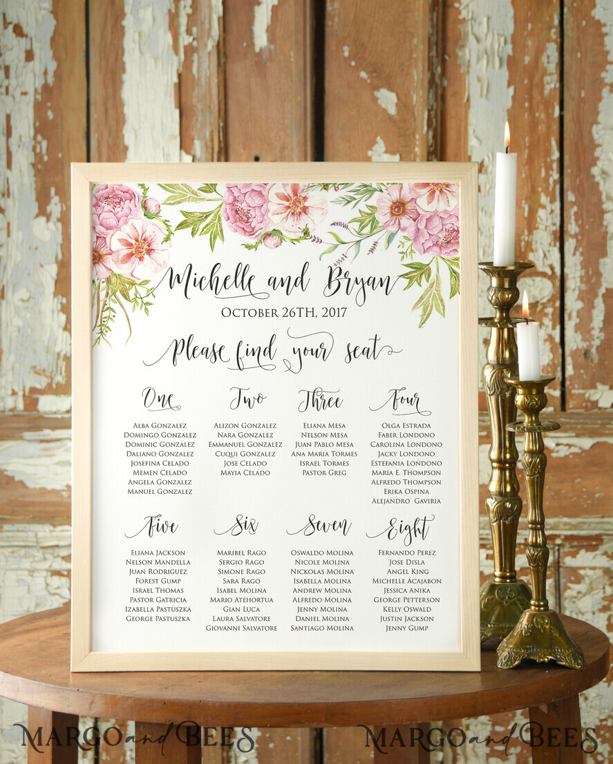 TABLE PLANS AND WEDDING WELCOME SIGNS watercolor seating plan