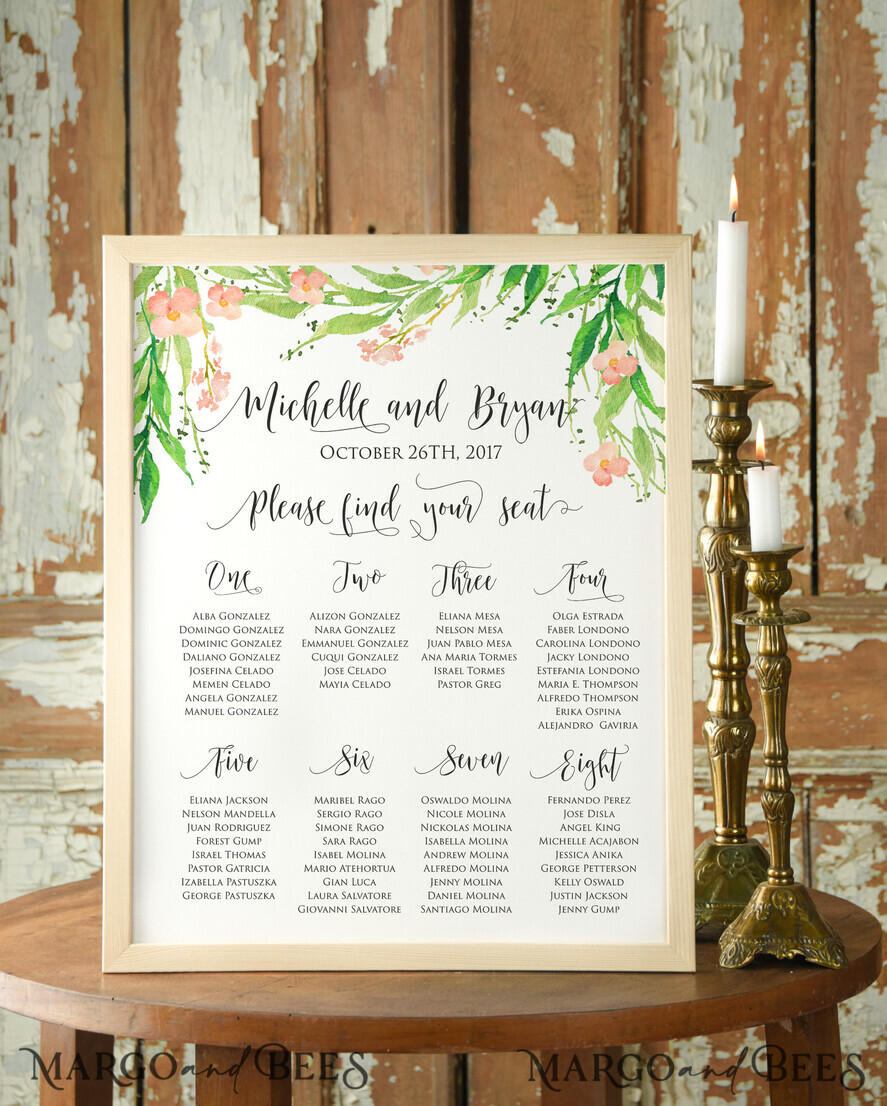 TABLE PLANS AND WEDDING WELCOME SIGNS watercolor table plan