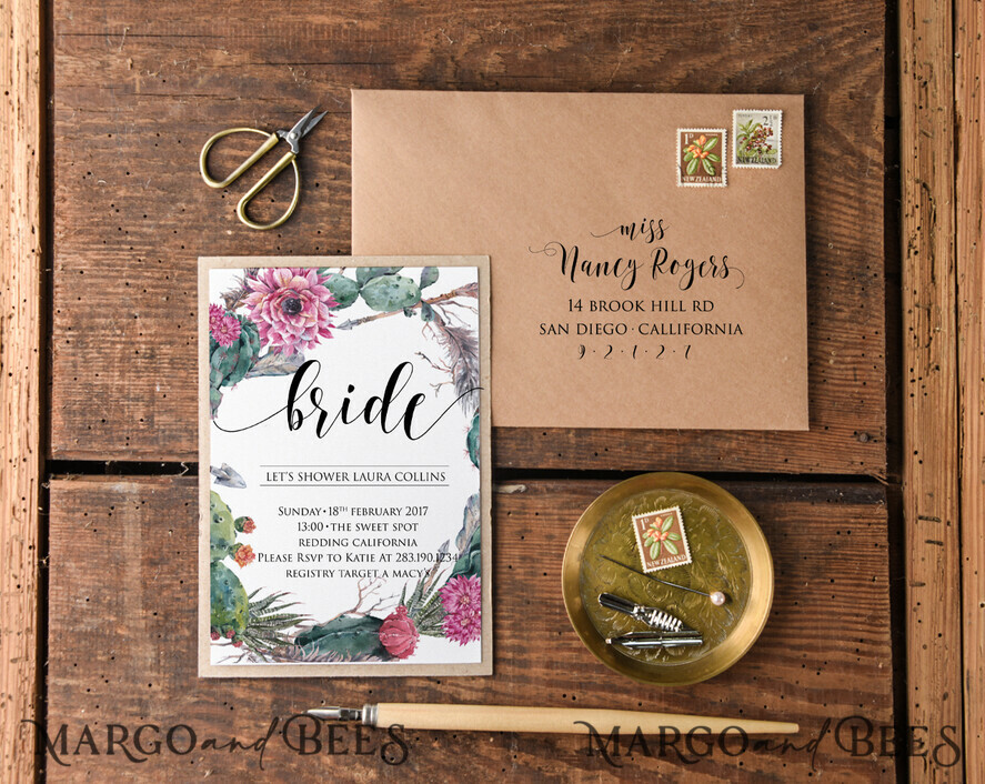 BRIDAL SHOWER INVITATIONS watercolor elegant