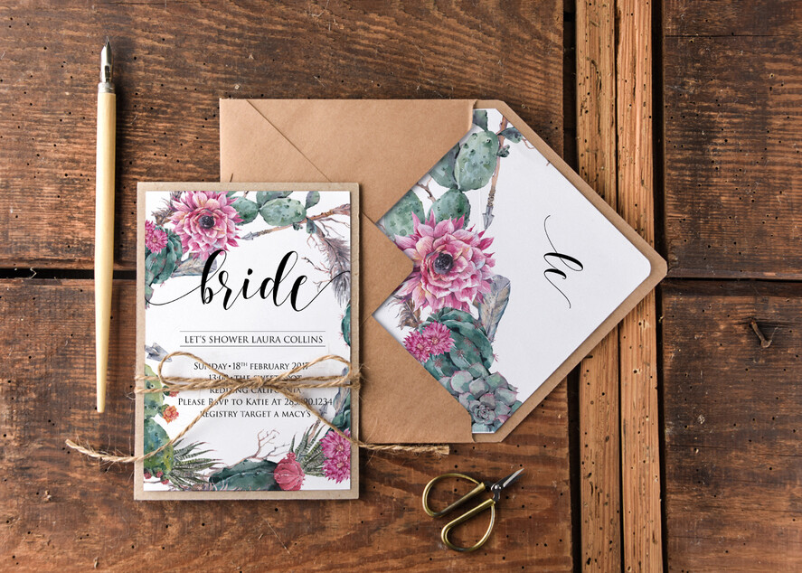 BRIDAL SHOWER INVITATIONS watercolor elegant