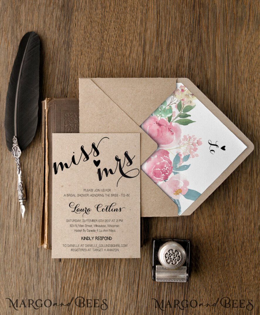 BRIDAL SHOWER INVITATIONS botanical elegant