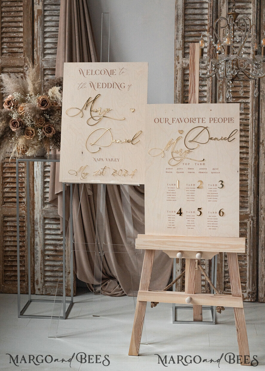 TABLE PLANS AND WEDDING WELCOME SIGNS rustic rustic wood & Gold Wedding Welcome Sign, Boho Golden Wedding Decor, Personalised Wedding Sign, Wedding Board, Welcome Wedding Board