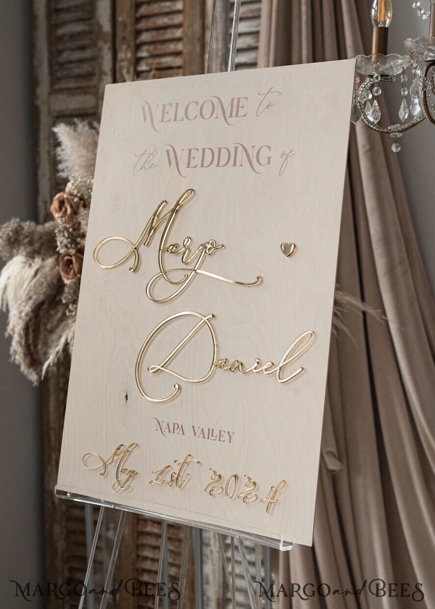 TABLE PLANS AND WEDDING WELCOME SIGNS rustic rustic wood & Gold Wedding Welcome Sign, Boho Golden Wedding Decor, Personalised Wedding Sign, Wedding Board, Welcome Wedding Board