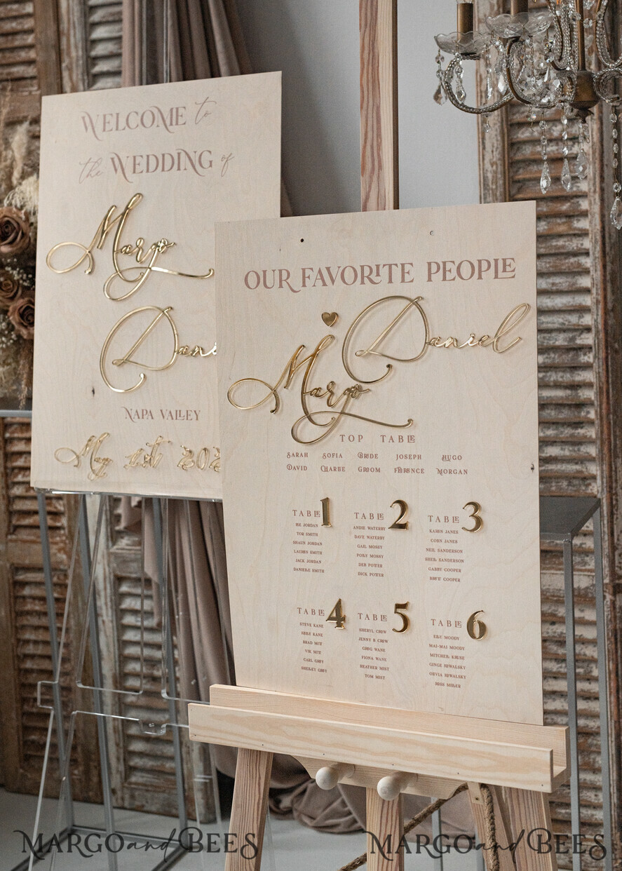 TABLE PLANS AND WEDDING WELCOME SIGNS rustic rustic wood & Gold Wedding Welcome Sign, Boho Golden Wedding Decor, Personalised Wedding Sign, Wedding Board, Welcome Wedding Board