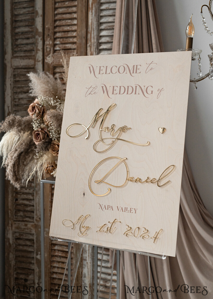 TABLE PLANS AND WEDDING WELCOME SIGNS rustic rustic wood & Gold Wedding Welcome Sign, Boho Golden Wedding Decor, Personalised Wedding Sign, Wedding Board, Welcome Wedding Board