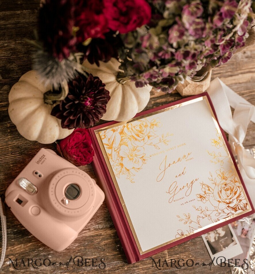 WEDDING GUEST BOOKS Luxury Glamour PhotoAlbum Wedding guestbook for polaroids, Gold Instant Photo Book made Instax Wedding Photo Guestbook