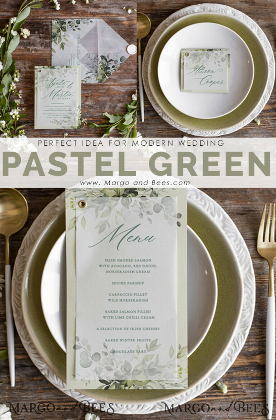 PLACE CARDS / TABLE CARDS Romantic Boho/ Botanical/ Floral Botanical Wedding Place Cards, Elegant Green Name Tags, Italian Style Seating Table Decor, Simple Romantic Vellum Place Card, Tuscany Name Tag, Editable Wording