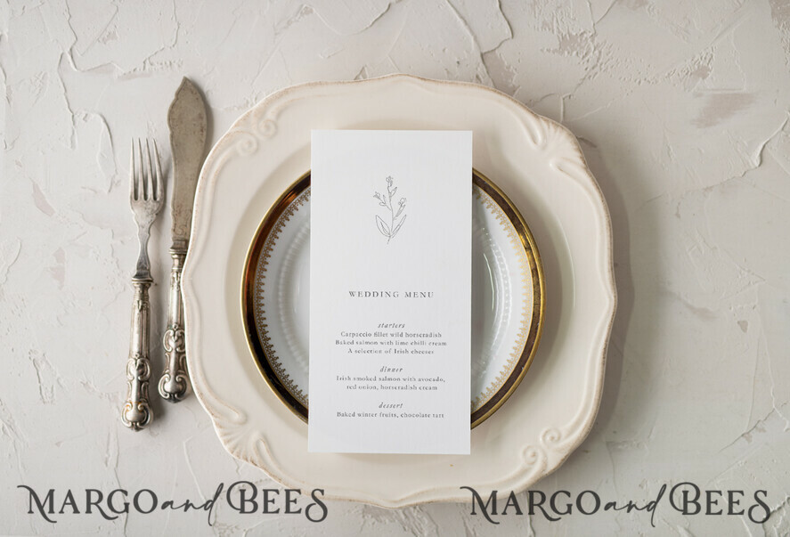 MENU & PROGRAMS romantic Minimalistic White Wedding Menus, Elegant Modern Wedding Menu Cards, Aesthetic Wedding Dinner Menu, Modern Wedding Menu, Delicate Classic, Elegant Wedding Menu