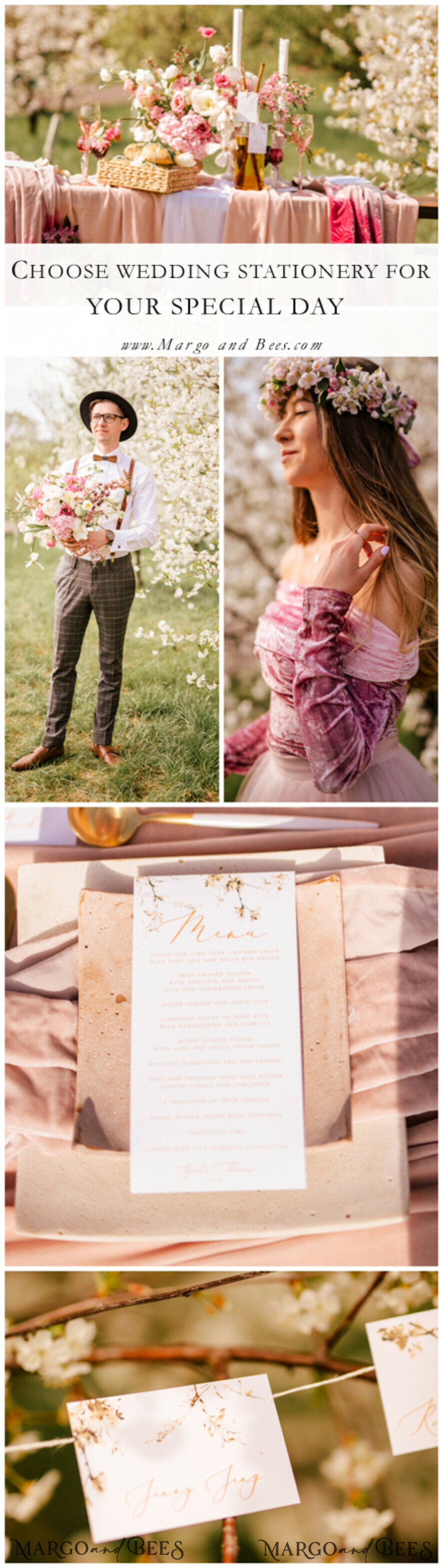 MENU & PROGRAMS romantic Romantic White Wedding Menu, Elegant Sakura Or Cherry Blossom Wedding Menu Cards, Minimalistic And Delicate Custom Wedding Menu, Cute Handmade Wedding Cards