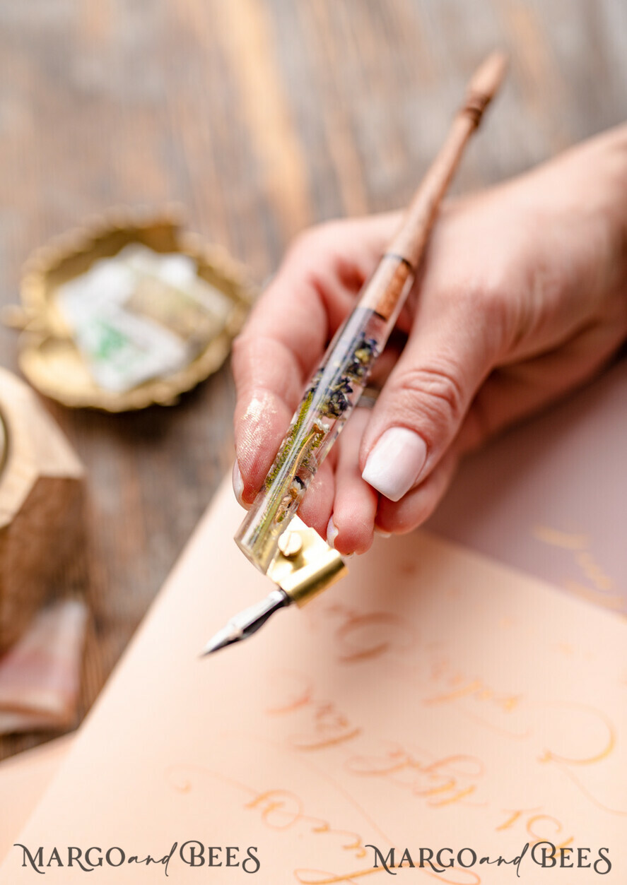WOODEN PENHOLDERS Wood and resin English Oblique Pen, Handmade resin lavender Wooden Antique Dip Pen, Wood Oblique Calligraphy Pen Holder, perfect gift for her, practicing Quill