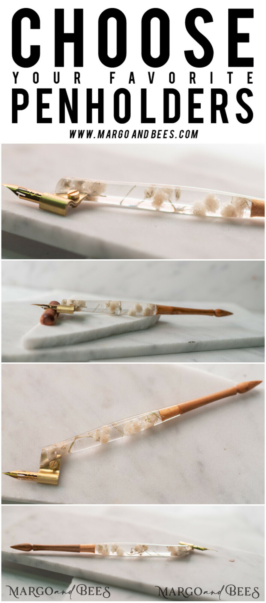 WOODEN PENHOLDERS Wood and resin English Oblique Pen, Handmade resin baby breath flowers Wooden Antique Dip Pen, Wood Oblique Calligraphy Pen Holder, perfect gift for her, practicing Quill