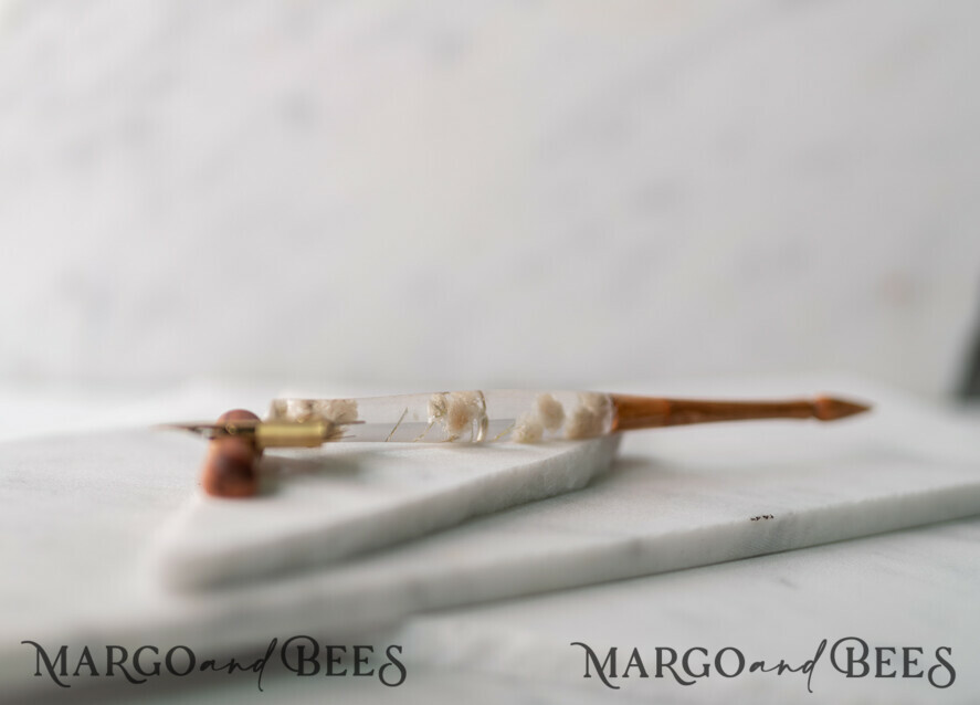 WOODEN PENHOLDERS Wood and resin English Oblique Pen, Handmade resin baby breath flowers Wooden Antique Dip Pen, Wood Oblique Calligraphy Pen Holder, perfect gift for her, practicing Quill