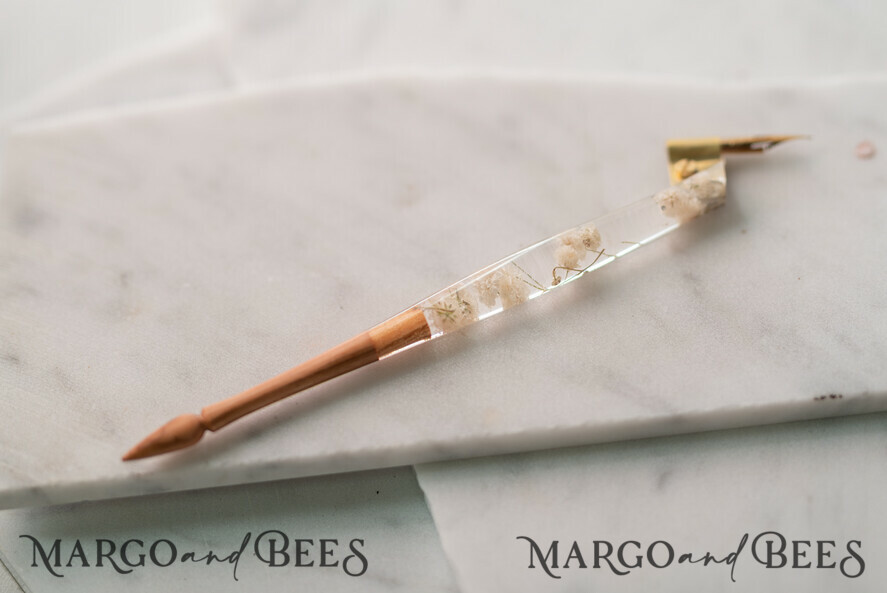 WOODEN PENHOLDERS Wood and resin English Oblique Pen, Handmade resin baby breath flowers Wooden Antique Dip Pen, Wood Oblique Calligraphy Pen Holder, perfect gift for her, practicing Quill