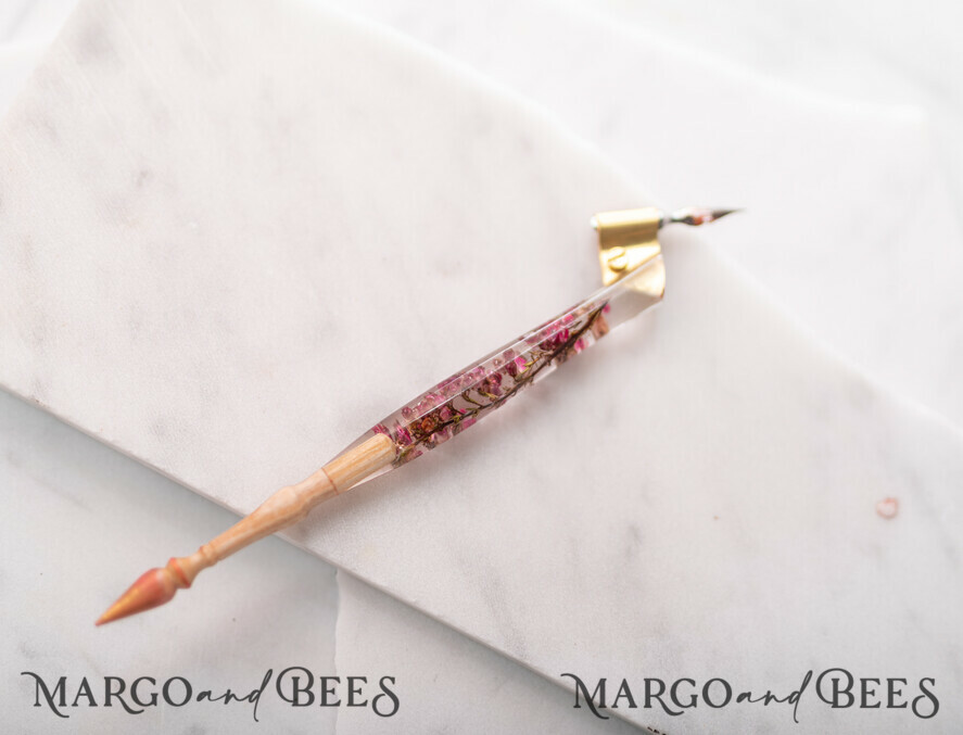 WOODEN PENHOLDERS Wood and resin English Oblique Pen, Handmade resin heather Wooden Antique Dip Pen, Wood Oblique Calligraphy Pen Holder, perfect gift for her, practicing Quill