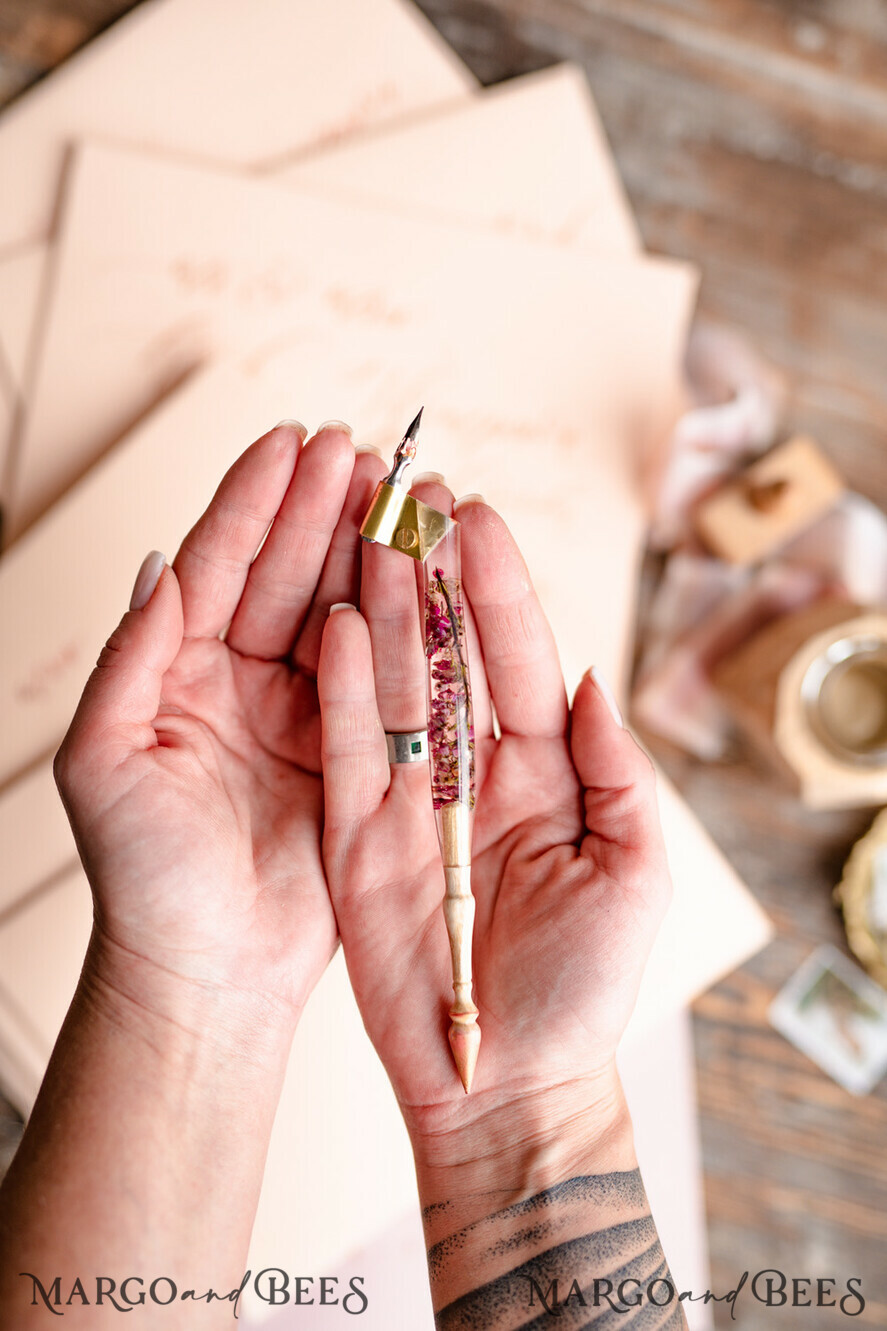WOODEN PENHOLDERS Wood and resin English Oblique Pen, Handmade resin heather Wooden Antique Dip Pen, Wood Oblique Calligraphy Pen Holder, perfect gift for her, practicing Quill
