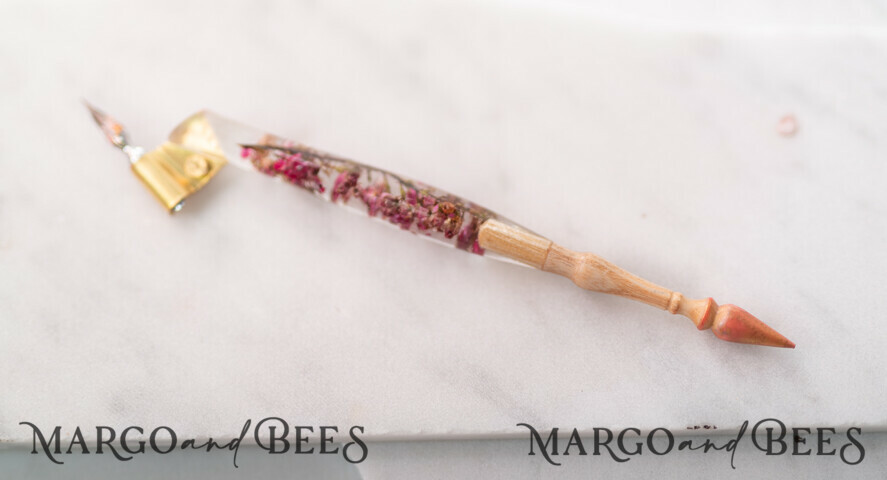 WOODEN PENHOLDERS Wood and resin English Oblique Pen, Handmade resin heather Wooden Antique Dip Pen, Wood Oblique Calligraphy Pen Holder, perfect gift for her, practicing Quill