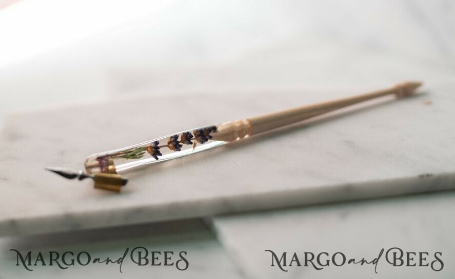 WOODEN PENHOLDERS Wood and resin English Oblique Pen, Handmade resin lavender Wooden Antique Dip Pen, Wood Oblique Calligraphy Pen Holder, perfect gift for her, practicing Quill