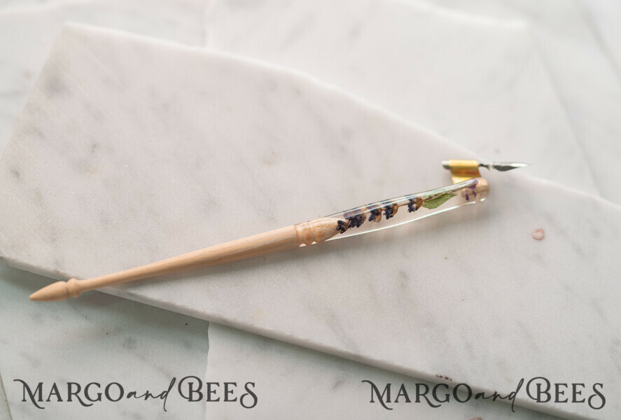 WOODEN PENHOLDERS Wood and resin English Oblique Pen, Handmade resin lavender Wooden Antique Dip Pen, Wood Oblique Calligraphy Pen Holder, perfect gift for her, practicing Quill