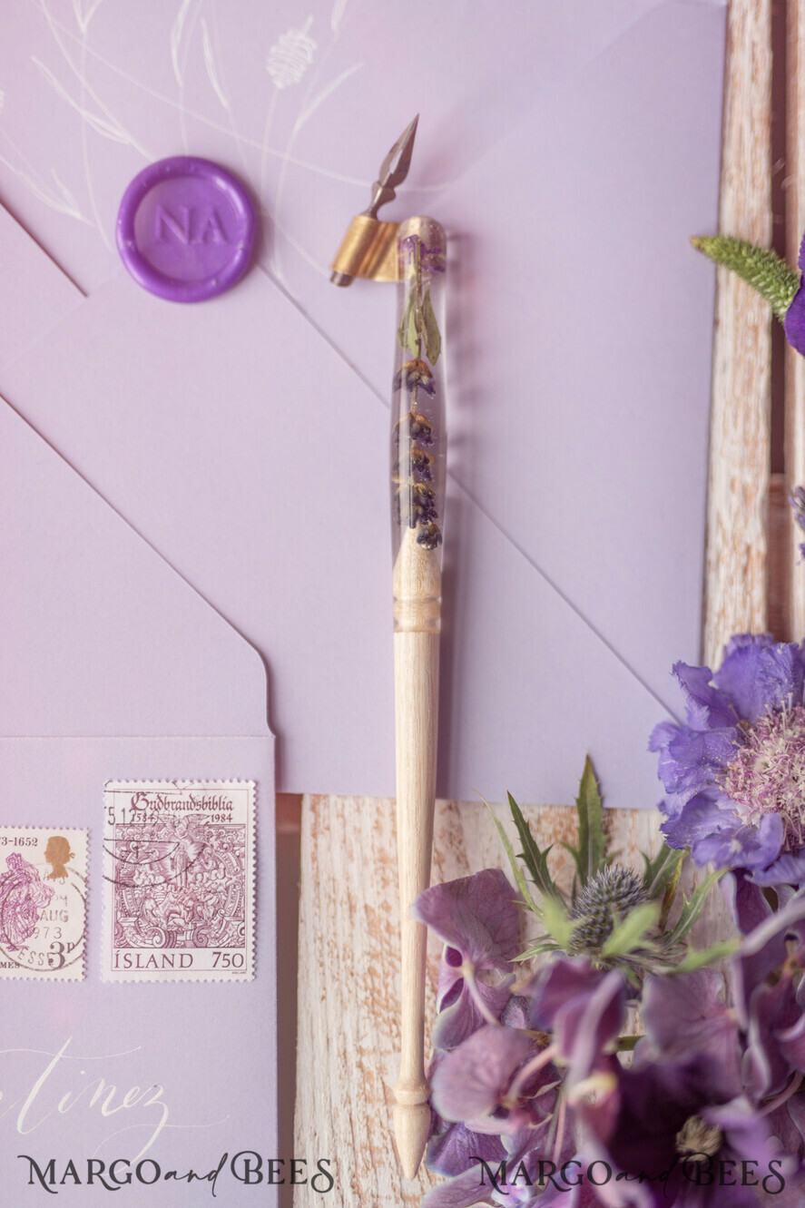 WOODEN PENHOLDERS Wood and resin English Oblique Pen, Handmade resin lavender Wooden Antique Dip Pen, Wood Oblique Calligraphy Pen Holder, perfect gift for her, practicing Quill