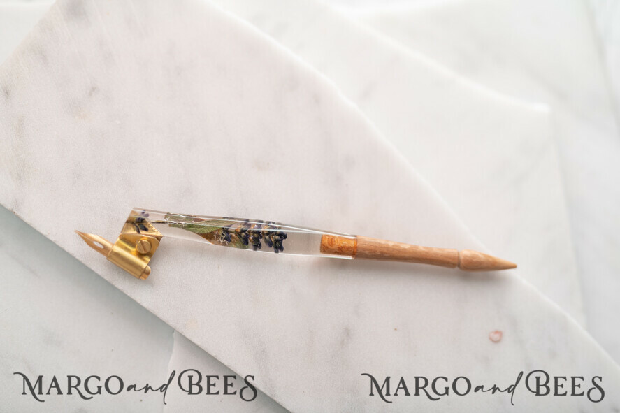 WOODEN PENHOLDERS Wood and resin English Oblique Pen, Handmade resin lavender Wooden Antique Dip Pen, Wood Oblique Calligraphy Pen Holder, perfect gift for her, practicing Quill