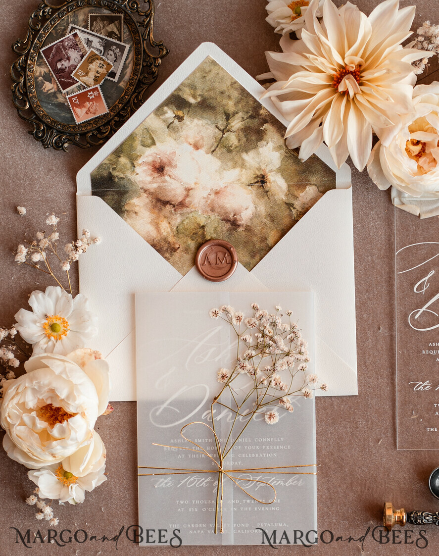 WEDDING INVITATIONS modern calligraphy / fine art Fine Art Acrylic Wedding Invitation, Real Baby Breth Floral Wedding Invitation, French Provence Invitation suite, Gypsophila wedding invitation suite, Deckled Edge Invites, Torn Edge Wedding Invitations golden, Fine Art Wedding Invitation Suite