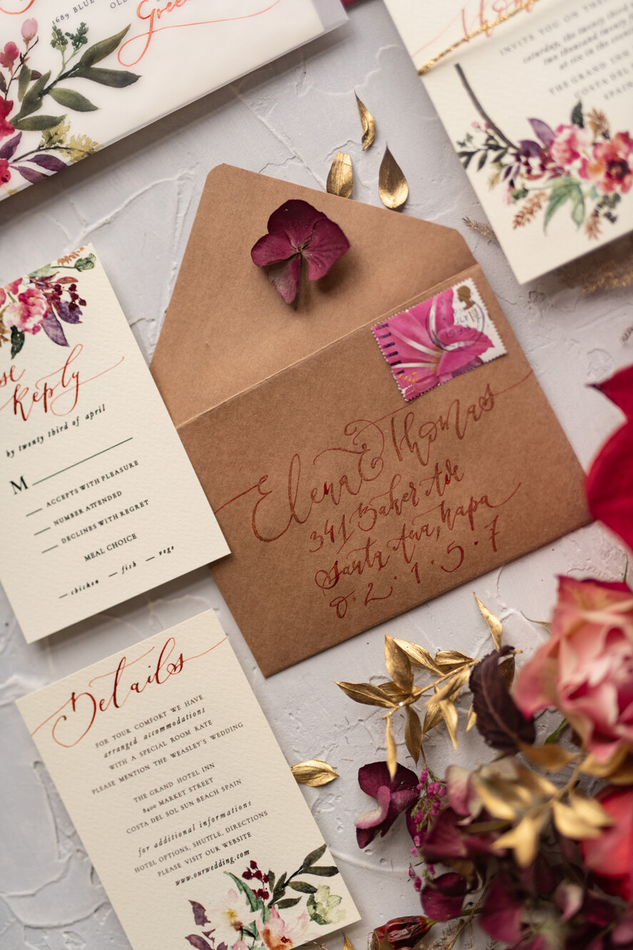WEDDING INVITATIONS modern calligraphy / fine art Bespoke wedding invitation, unique calligraphy invites