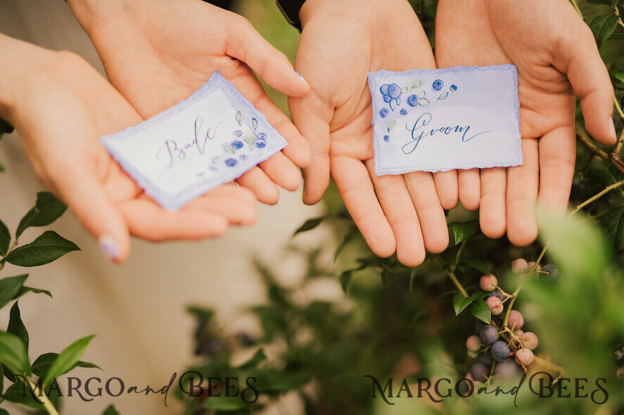 PLACE CARDS / TABLE CARDS calligraphy Romantic Deckle-Edge Blueberry Wedding Place Cards, Elegant Purple Wedding Name Tags For Your Wedding Tables, Modern Floral Graphic Place Cards, Editable Text